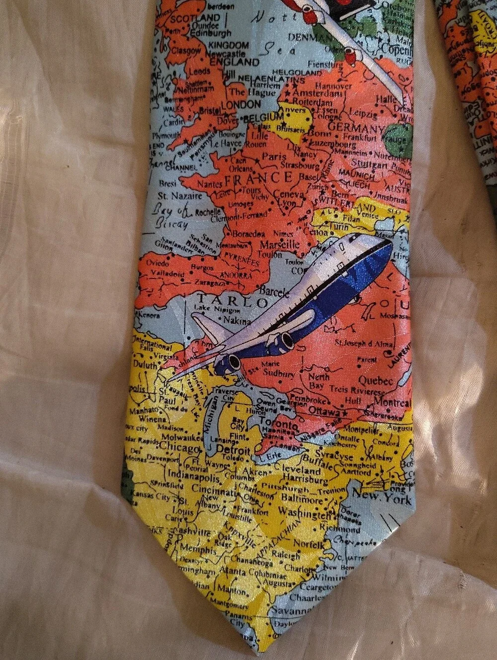 Talggini Cravatte Uomo Venetto Vintage Tie World Map Airplane Novelty Necktie